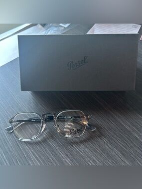 New Authentic Persol Clear Grey Black Gunmetal Eye Glasses 3243-V 309